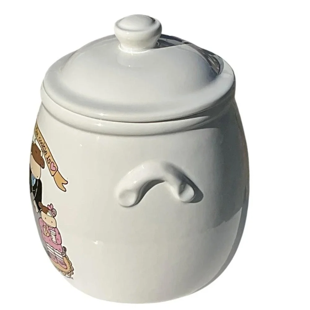 VTG Cow Family Ceramic Cookie Jar Treasure Craft  '80's Country Kitchen Decor